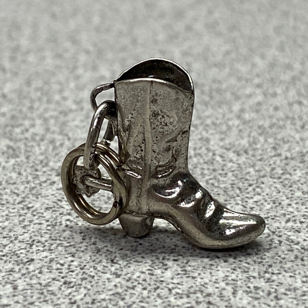 Sterling Silver Western Cowboy Boot Charm Southwestern Jewelry Gift